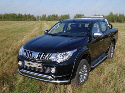 Защита передняя двойная 76-75 мм ТСС для Mitsubishi L200 2015-2019